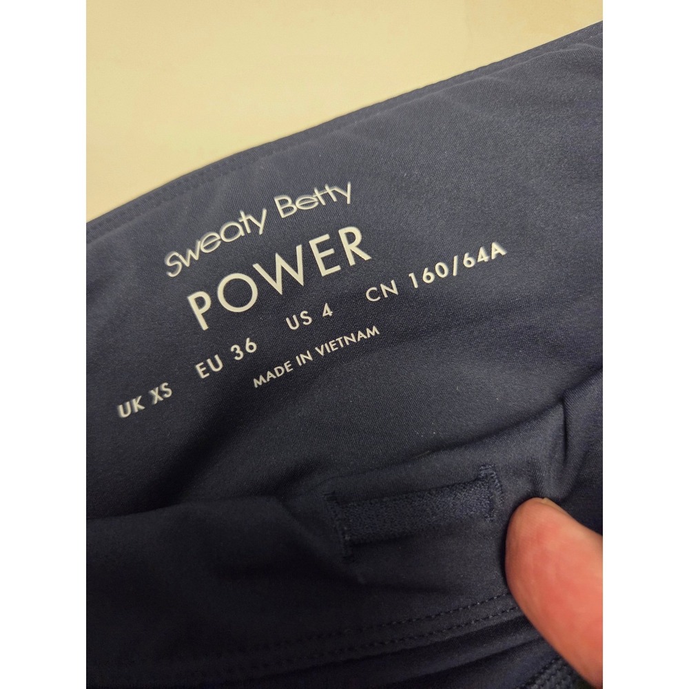 Sweaty Betty Power Workout Leggings Navy Blue Womens Size 4 XS 7/8 Length Pocket - Picture 3 of 6